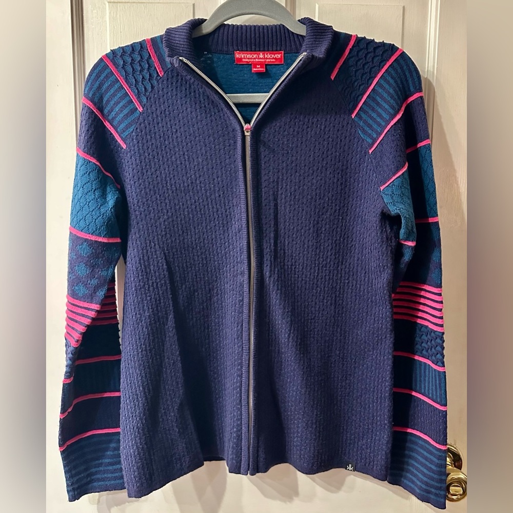 Krimson Klover Blue & Pink Zip-Up Cardigan - Size M - EUC!